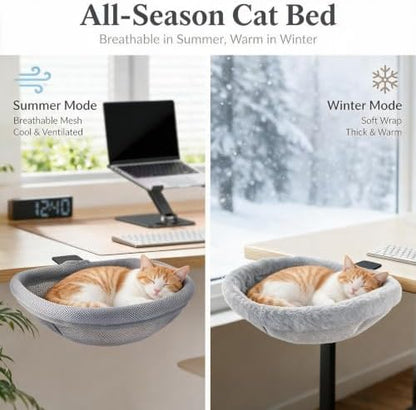 Desk Cat Bed Hammock Foldable, Sunken Semi-Circular Cat Perch