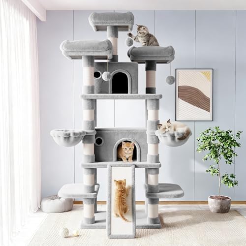 Allewie 82 Inches Large Cat Tree/House/XXL Tall Cat Towers