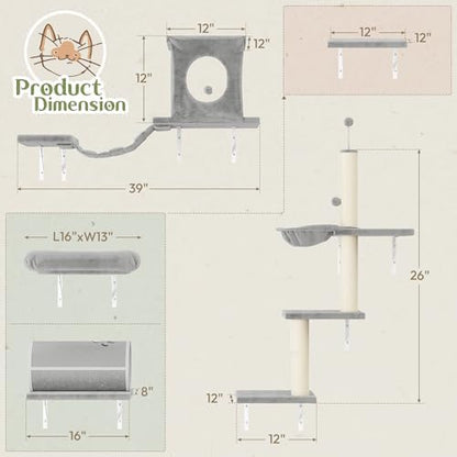 14-in-1 Cat Wall Shelves, Wall Mounted Cat Shelves, Space Saving