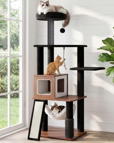 61" Modern Cat Tree, Tall Cat Tower