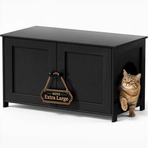 Extra Large Hidden Cat Litter Box Enclosure Furniture, Dog Proof Kitty Washroom