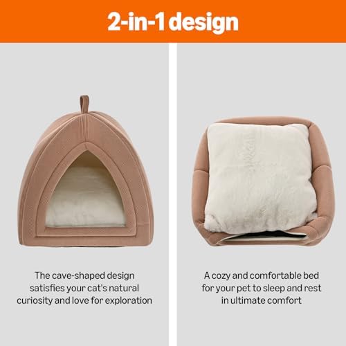 Amazon Basics Cat Bed Cave, 2-in-1 Foldable House