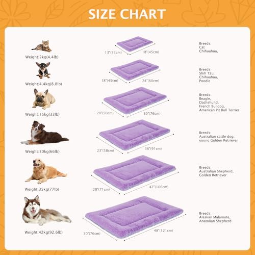 Reversible Dog Bed Mat with Plush and Corn Velvet, Soft Warm Pet Cushion