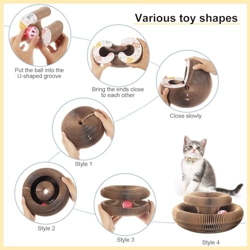 Kitty Curls Cat Toy, Foldable Magic Organ Toy, Cat Scratcher Board