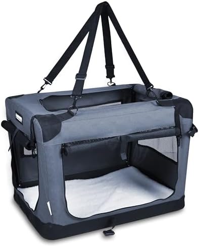 JESPET 3 Door Soft Dog Crates Kennel, Collapsible Travel Pet Carrier