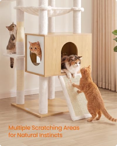 Feandrea Tall Cat Tree, 8-Tier Wood Tower