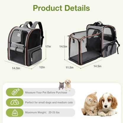 Extra Large Cat Backpack Carrier Expandable Pet Carrier Backpack