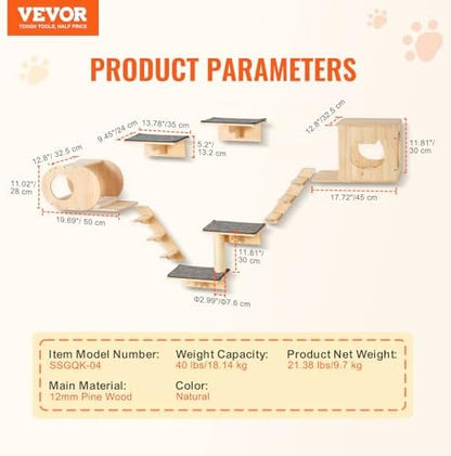 VEVOR Wall Mounted Cat Shelves and Perches