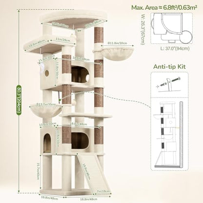 Globlazer 80in Tall Extra Large Heavy Duty Corner Cat Tree Tower