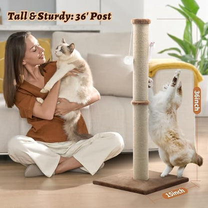36'' Tall Cat Scratching Post, Large Sisal Scratch Post