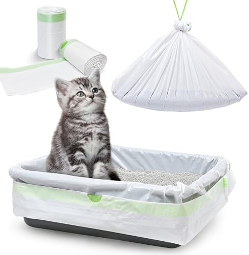 30 Pack Litter Box Liners, Large Drawstring Cat Litter Bags