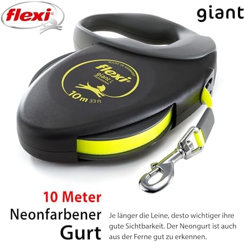 Flexi Giant Professional, L: 10 M, Schwarz/Neon