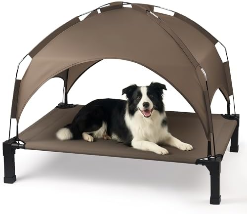 Elevated Dog Bed with Removable Canopy, Sun Protection Shade Tent Dog Cot