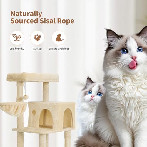 56.2 Inch Cat Tree with Cat Condo Viewing Platform