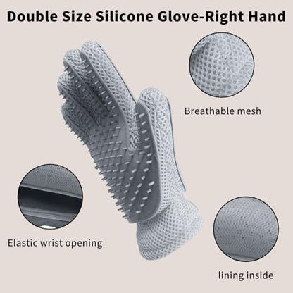 2 in 1 Pet Grooming Gloves