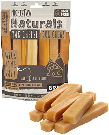 Mighty Paw Yak Cheese Dog Chews, Puppies & Power-Chewers, 8 Pack