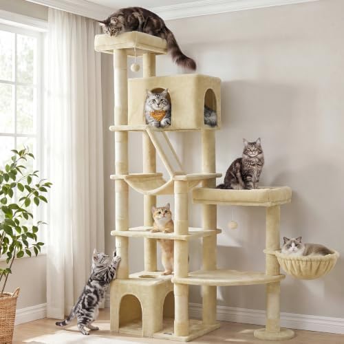 Feandrea Large Cat Tree, 74.1" Tall Sturdy Cat Tower