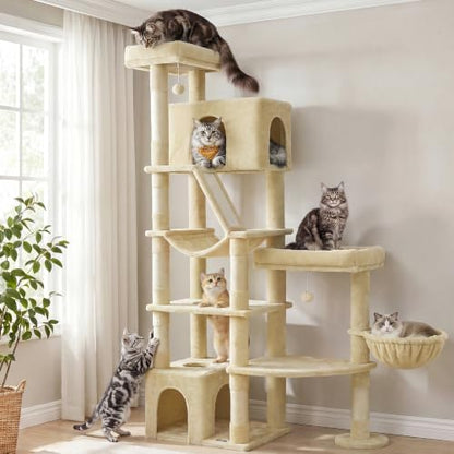Feandrea Large Cat Tree, 74.1" Tall Sturdy Cat Tower