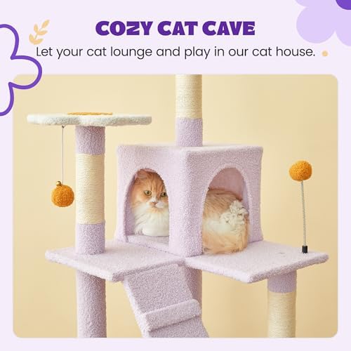 MWPO Flower Cat Tree for Indoor Cats, 63.8 Inches Multi-Level Cat Tower