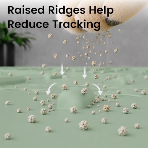 OHMO Large Cat Litter Mat, 31.5x23.6 Silicone Trapping Mat Sage Green