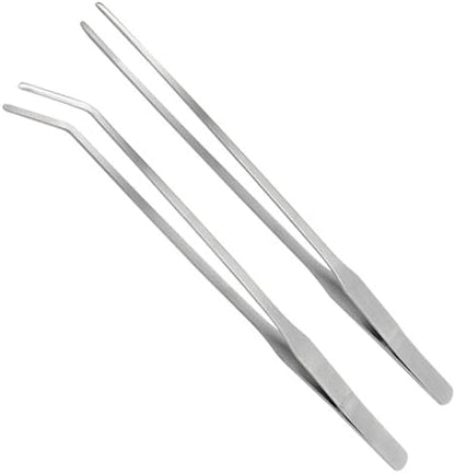LILYS PET Straight and Bend Stainless Steel Super Thick Tweezers Set,Pliers Aquarium Tool Fish Tank Aquatic Plants Forceps Clip (10.5")