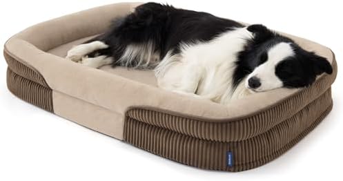 Bedsure XL 360°Oval Bolster Orthopedic Dog Beds Large Sized Dog