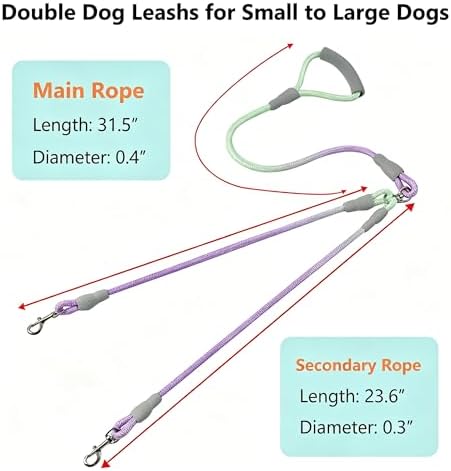 Double Dog Leash for Two Dogs Walking & Training Trangle Free