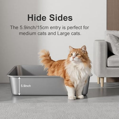 X-Large High Sided Stainless Steel Cat Litter Box