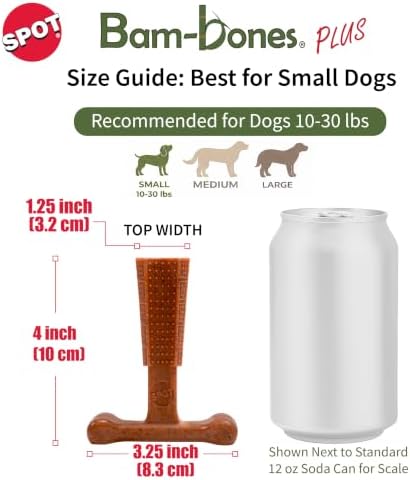 SPOT Bam-Bones Plus T-Bone Dog Chew, 10-30 lb Heavy Chewers