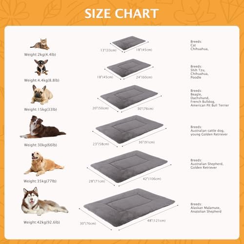 Reversible Dog Bed Mat with Plush and Corn Velvet, Soft Warm Pet Cushion