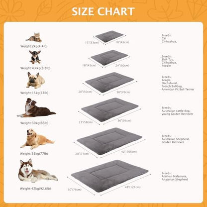 Reversible Dog Bed Mat with Plush and Corn Velvet, Soft Warm Pet Cushion