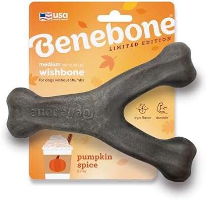 Benebone Wishbone Chew Toy for Aggressive Chewers, Pumpkin Spice
