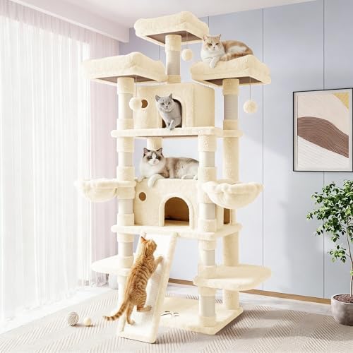 Allewie 82 Inches Large Cat Tree/House/XXL Tall Cat Towers