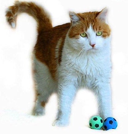 Cat Toy, Foam Sponge Soccer Ball (12 Pack), Interactive Pet Kitten Cat Exercise Toy Balls, Soft, Bouncy, Noise Free, Indoor, Pink, Yellow, Blue, Green