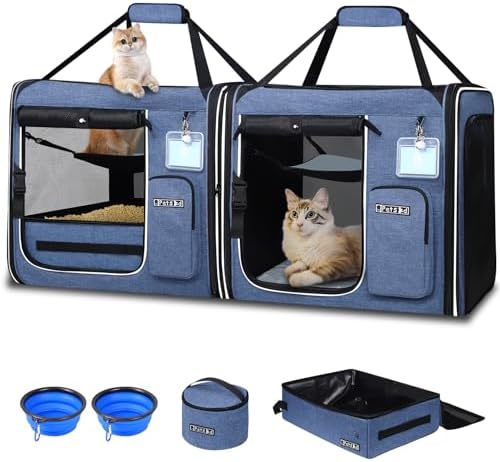 Petskd 2 in 1 Double Cat Car Travel Carrier