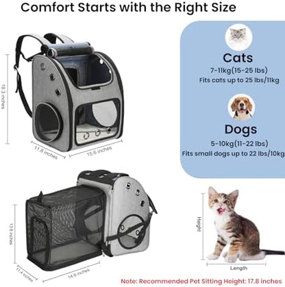 Expandable Cat Carrier Backpack, Large Space, Airline Approved