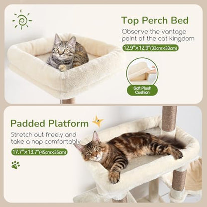 Globlazer 52in Cat Tree Tower for Indoor Cats, 2 Condos