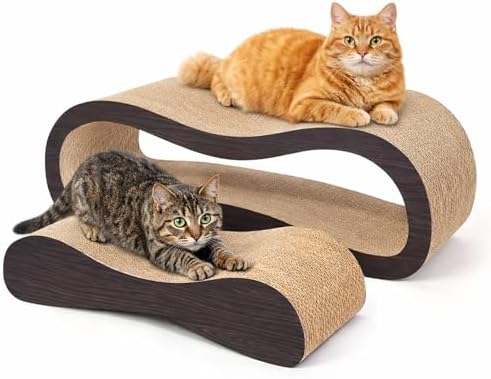 2 in 1 Cat Scratcher Cardboard Lounge Bed, Cat Scratching Post, Durable Board