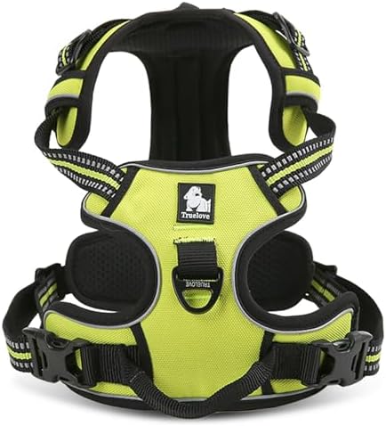 TRUE LOVE Adjustable No-Pull Dog Harness Reflective Vest, Neon Yellow