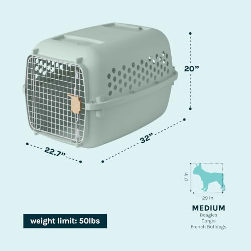 SportPet 32” Medium Front Load Hard Sided Pet Carrier Kennel – Secure Portable