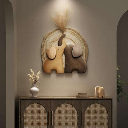 3D Textured Elephant Brown Minimalist Wall Art