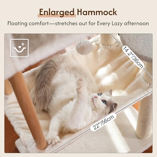 53" Modern Cat Tree with Hammock & Full Sisal Post