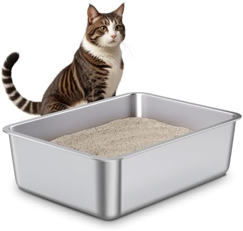 Stainless Steel Litter Box, Metal Cat Litter Box, Medium Cat Litterbox