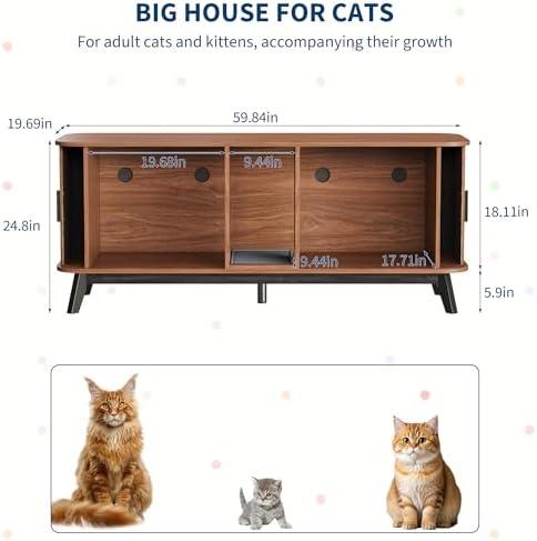 Cat Litter Box Furniture for 2 Cats