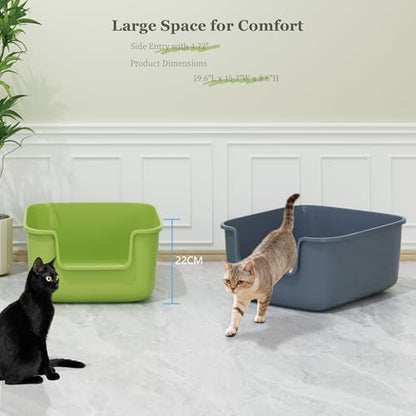 Vealind Large Cat Litter Box High Sides Side Low Entry Litter Box