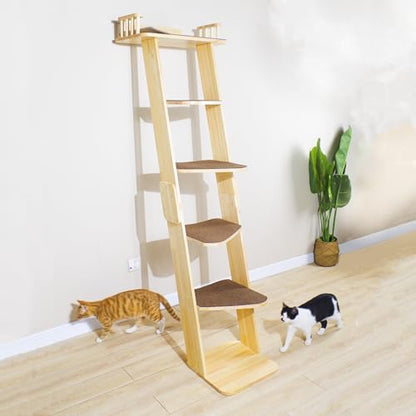 Modern 70“ Tall 6 Level Leaning Cat Climbing Ladder Tree Tower Condo