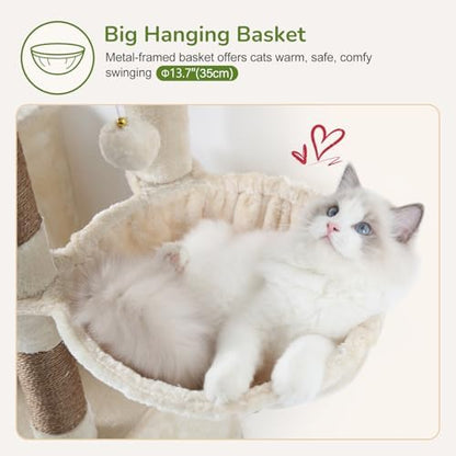 Globlazer 52in Cat Tree Tower for Indoor Cats, 2 Condos