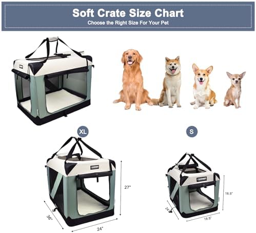 JESPET 3 Door Soft Dog Crates Kennel, Collapsible Travel Pet Carrier