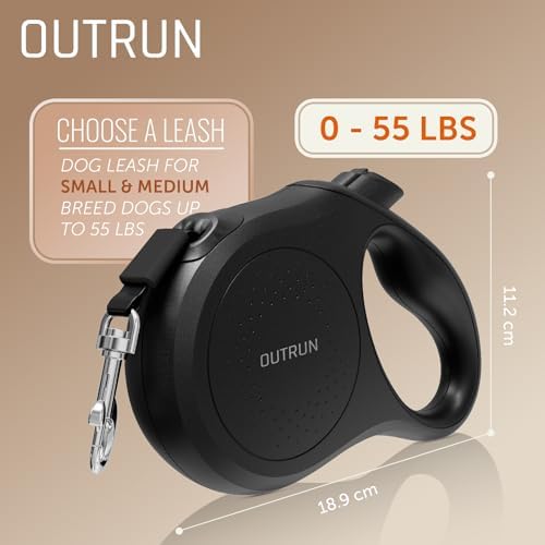 OUTRUN Retractable Dog Leash 16 FT Tape, No Tangle