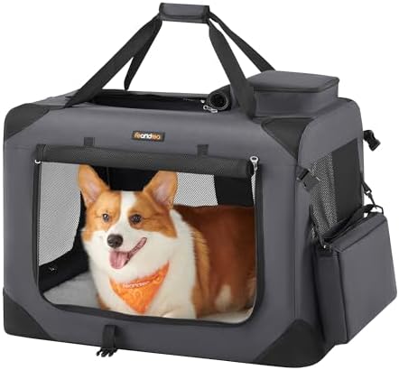Feandrea Collapsible Soft Dog Crate, Portable Travel Carrier, 28 Inches